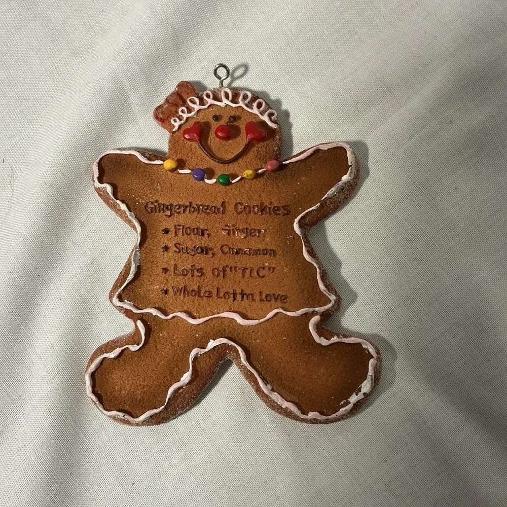 Vintage 1997-2003 Y2K Gingerbread Girl With Cookies Recipe Christmas Ornament